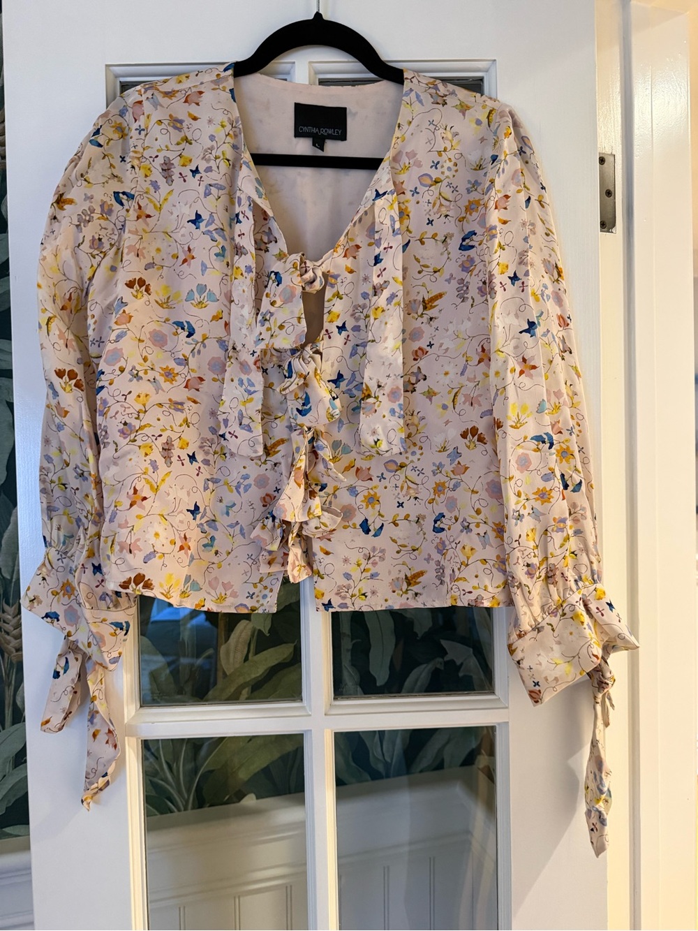 Cynthia Rowley Pastel Floral Tie-Front Top in Pink, Blue & Yellow
